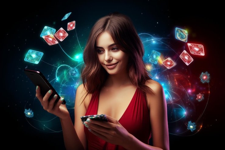 Suasana pesta virtual di platform hiburan somatoto yang cerah dan stylish